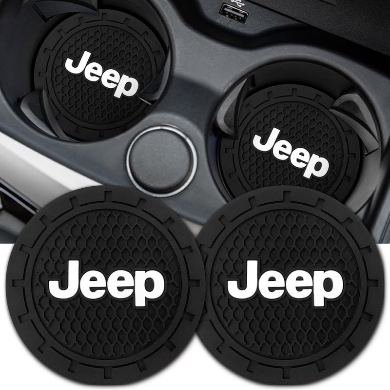 BFIVEANTE Car Cup Holder Coaster for Jeep,Silicone Cupholder Coaster,Car Interior Accessories,2.76 Inch 2 Pieces - Image 1